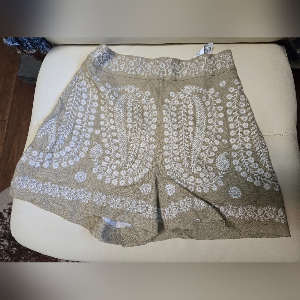 Zara embroidered high waist shorts